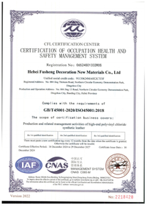 Occupational Health and Safety Management System Certification Certificate